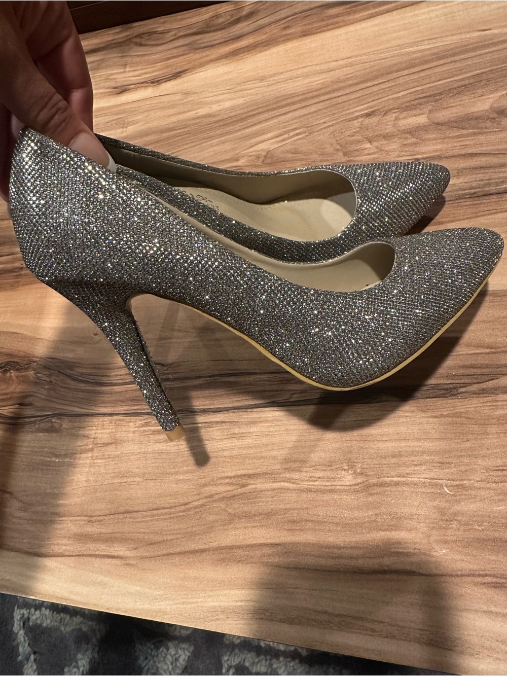 Charles Albert Silver Glitter Pointed-Toe Stiletto Heels